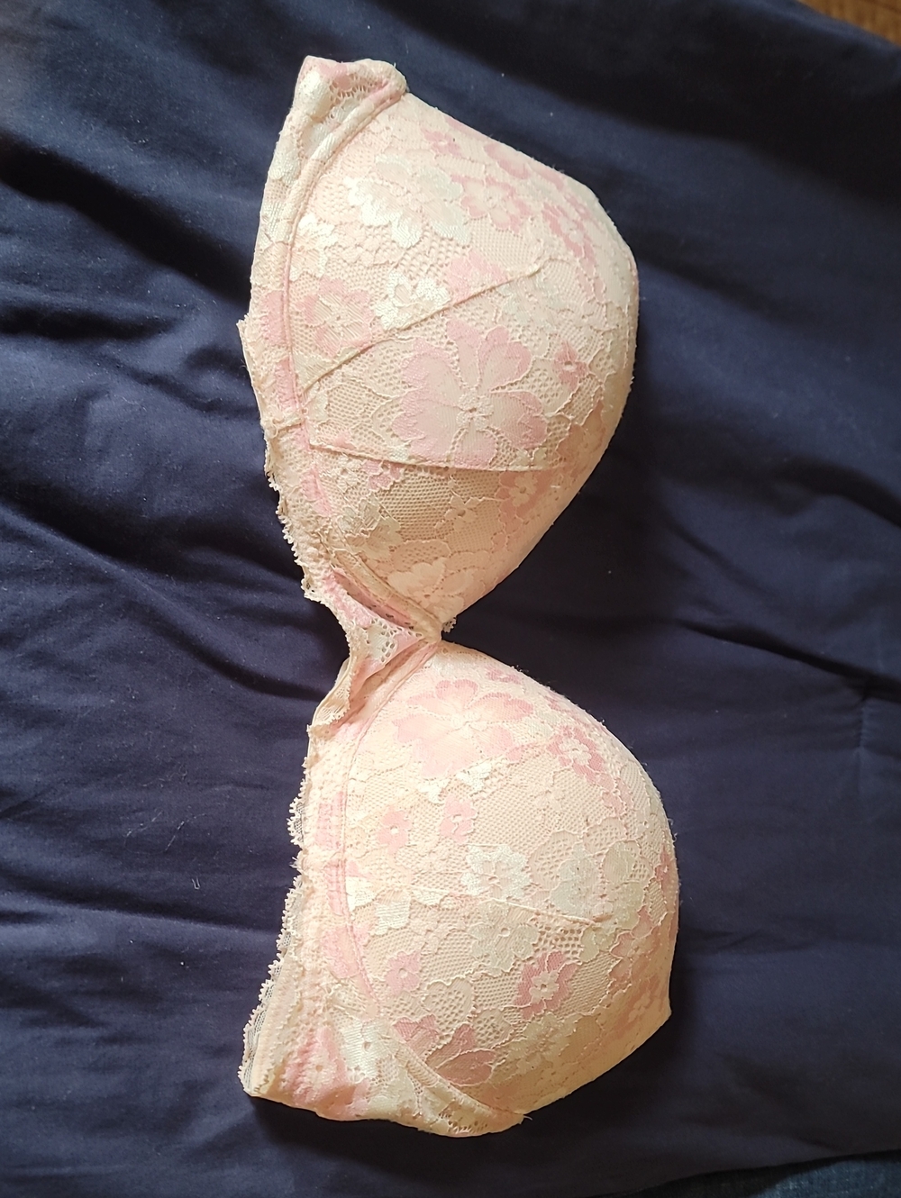 Victoria's Secret Pink and Cream Lace Push-Up Bra